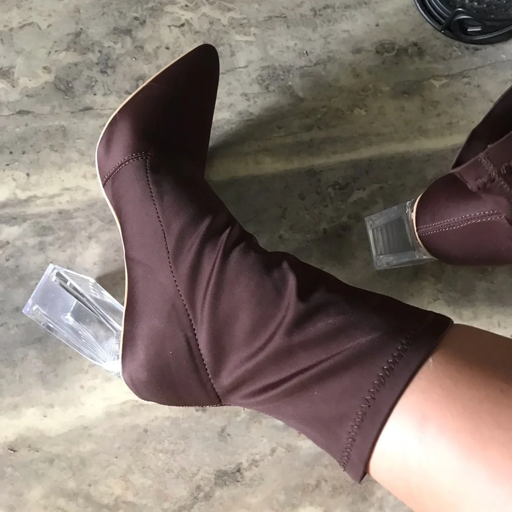 shein brown lucite stretch bootie - Picture 1 of 3
